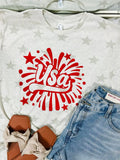 USA Firework Puff Star Tee