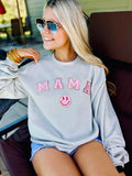 Mama Pink Happy Check Chenille Patch Sweatshirt