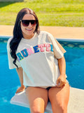 Brunette Multi Colored Varsity Chenille Patch Tee