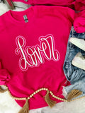 Lover Cursive Double Puff Glitter Vinyl Sweatshirt