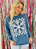 Snowflake Checkered Box Puff Longsleeve Tee