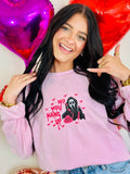 No You Hang Up Hearts Embroidered Sweatshirt