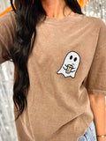 Ghost Coffee Cute Pocket Embordered Tee