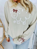 Sheep With Bow Sleeve Puff Sweatshirt