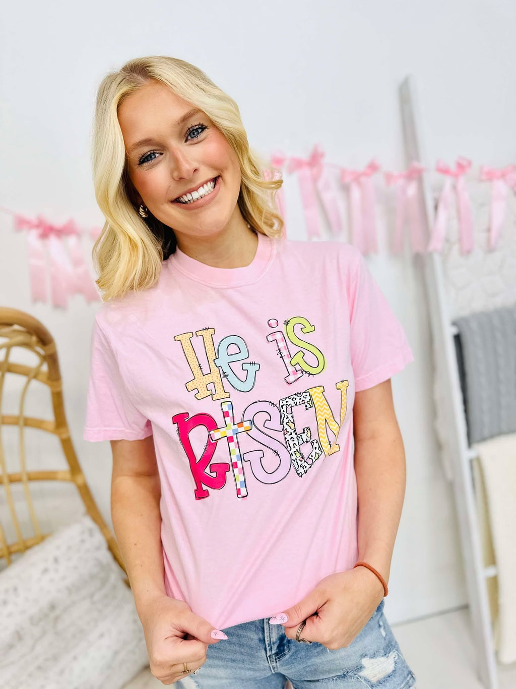 He Is Risen Easter Patchwork DTF Design