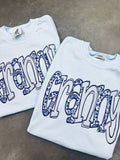 Custom Blue Floral Chino Doodle DTF Top