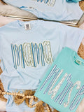 Custom Blue And Green Striped DTF Tee