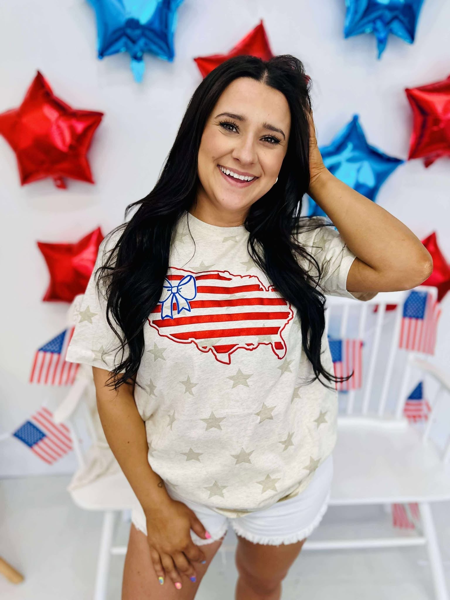Fourth Of July America Puff Flag Graphic Design