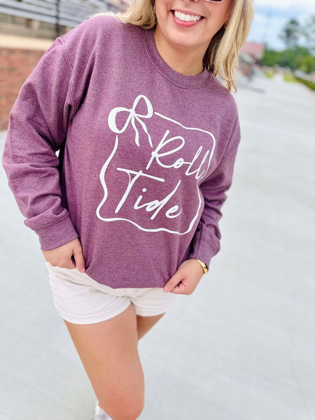 Custom School Puff Bow Frame Graphic Sweatshirt