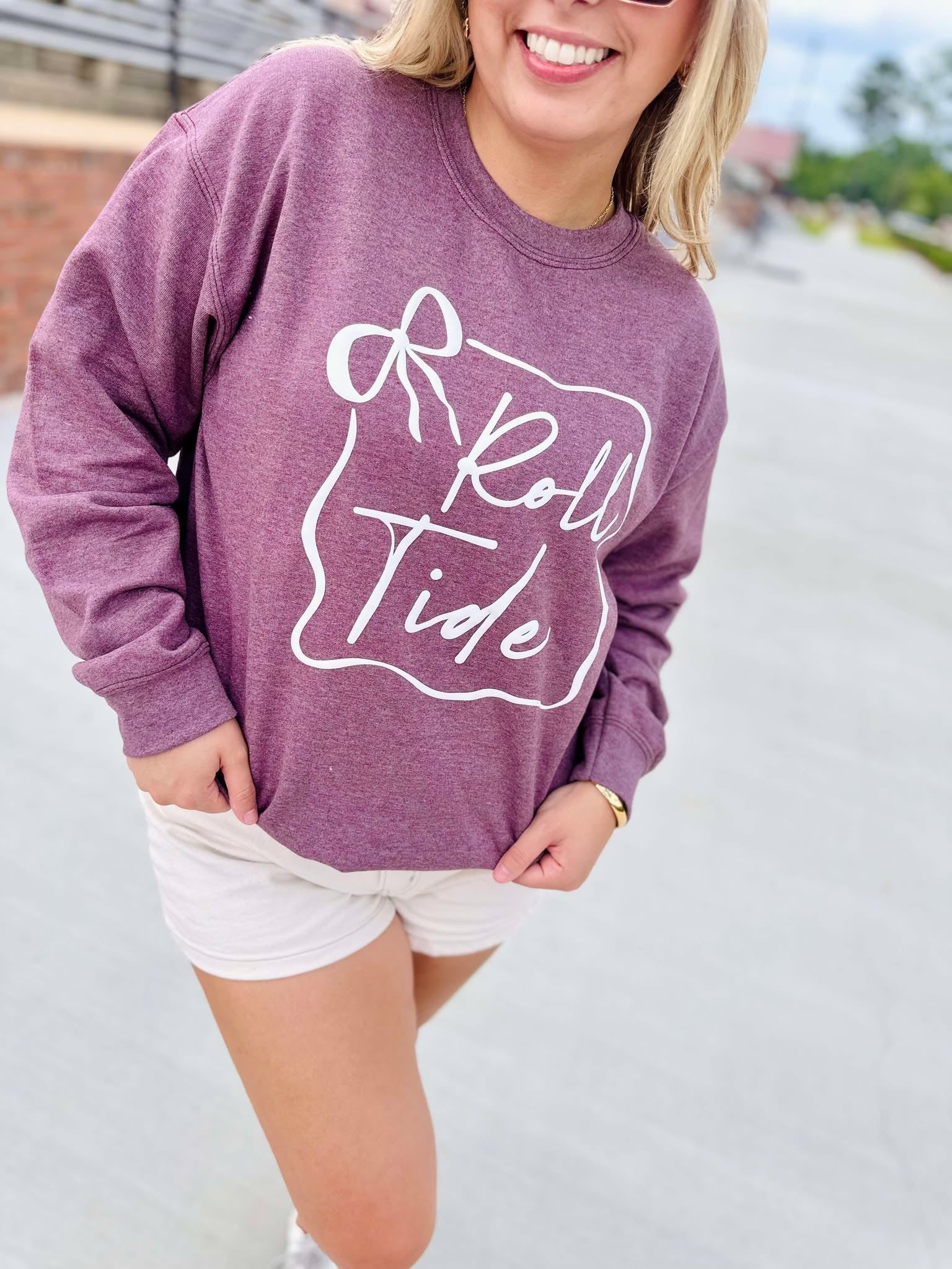 Custom School Puff Bow Frame Graphic Sweatshirt