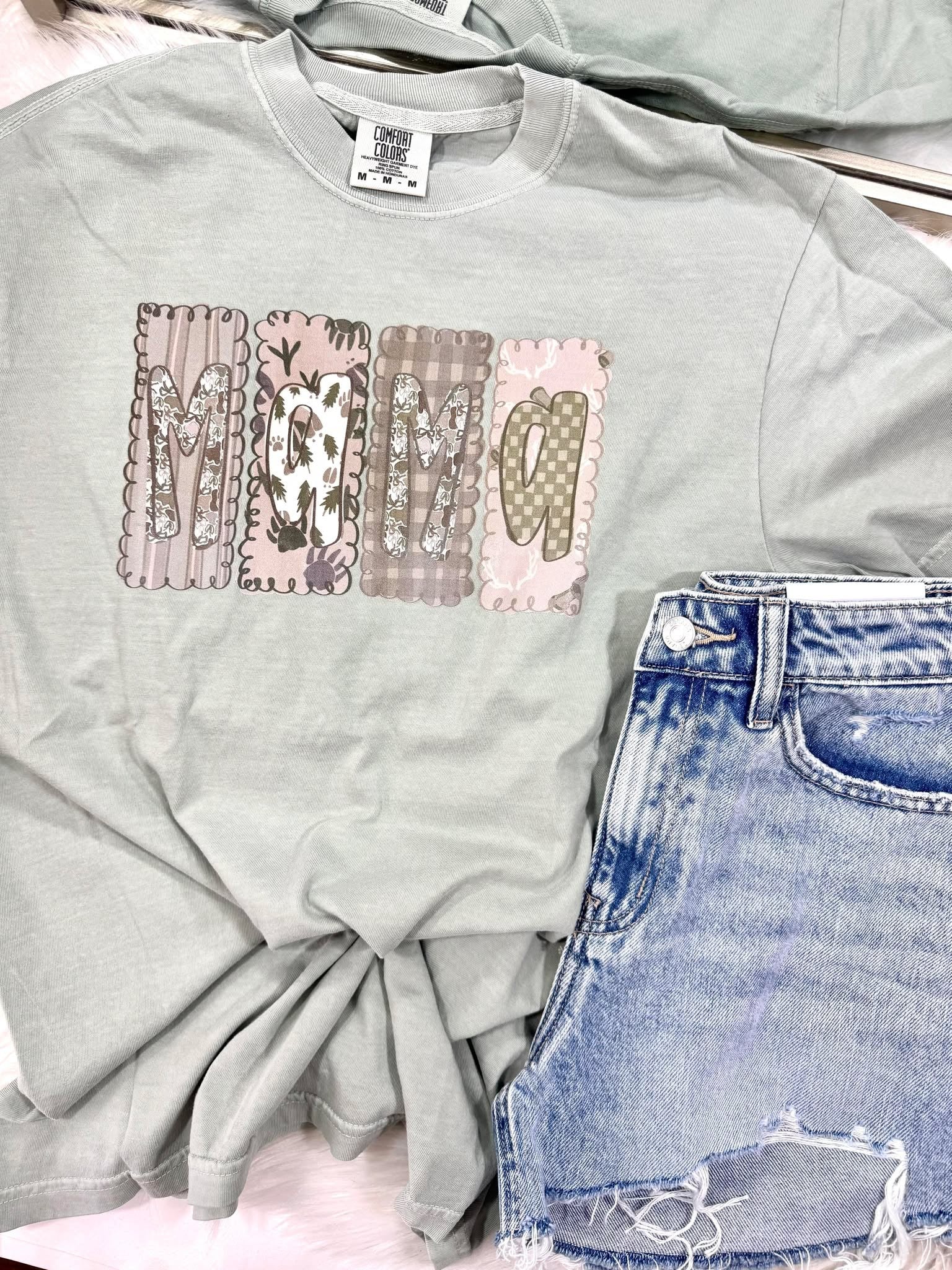 Mama Hunting Patchwork DTF Tee