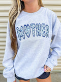 Mother Floral Blue Applique Apparel