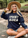 Spooky Babe Ghost White Chenille Patch Sweatshirt