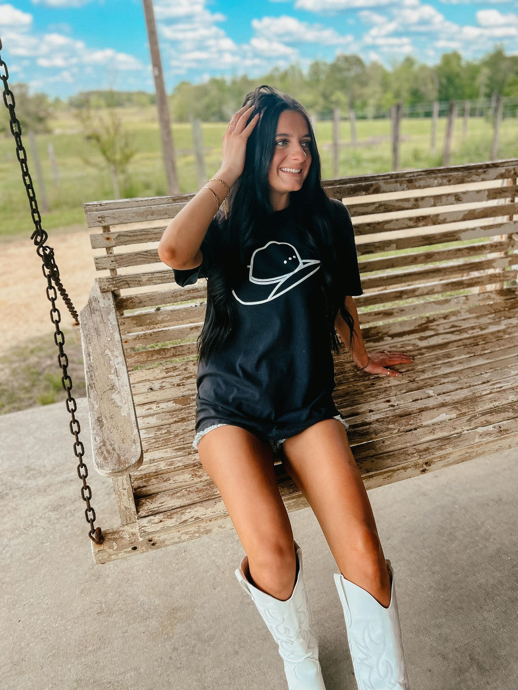 Western Cowgirl Hat Puff Tee