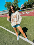BEST SELLER- DISTRESSED LEOPARD FOOTBALL SWEATSHIRT
