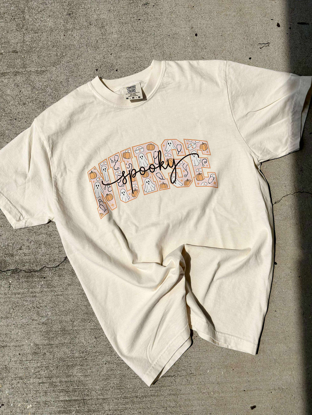 Spooky Cursive Pumpkin Ghost Custom Graphic Tee