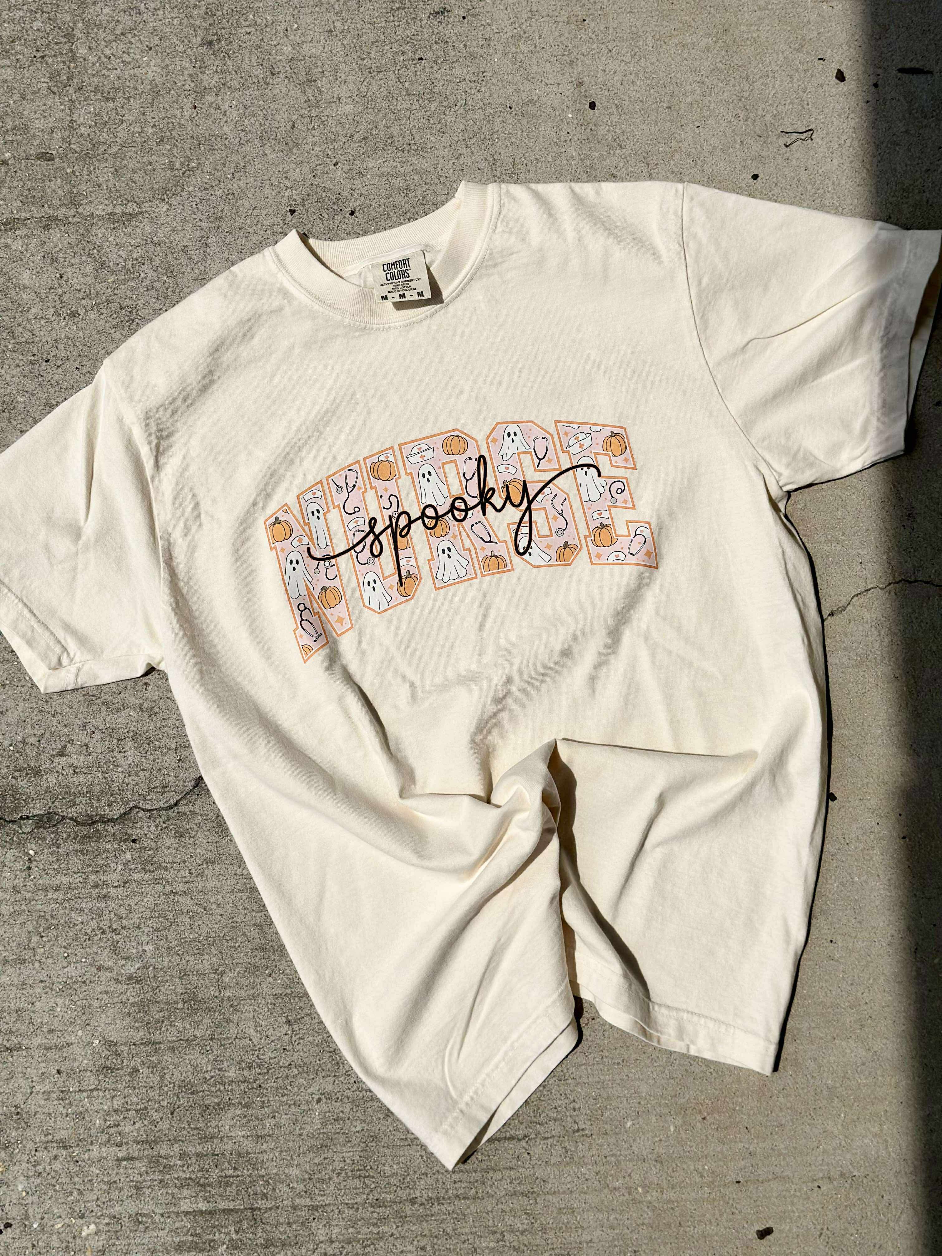 Spooky Cursive Pumpkin Ghost Custom Graphic Tee