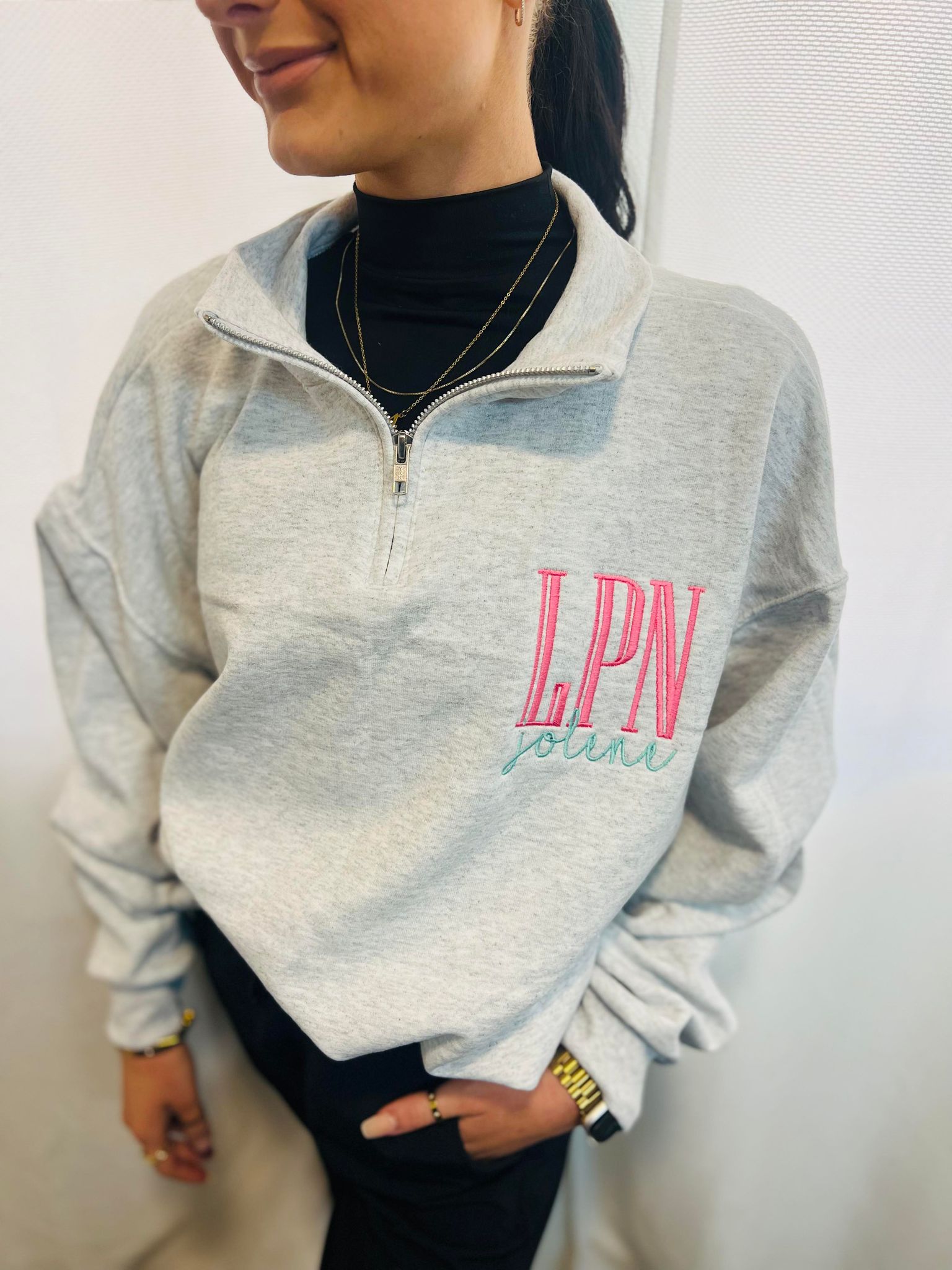 Custom Occupation Name Pocket 1/4 Zip Jacket