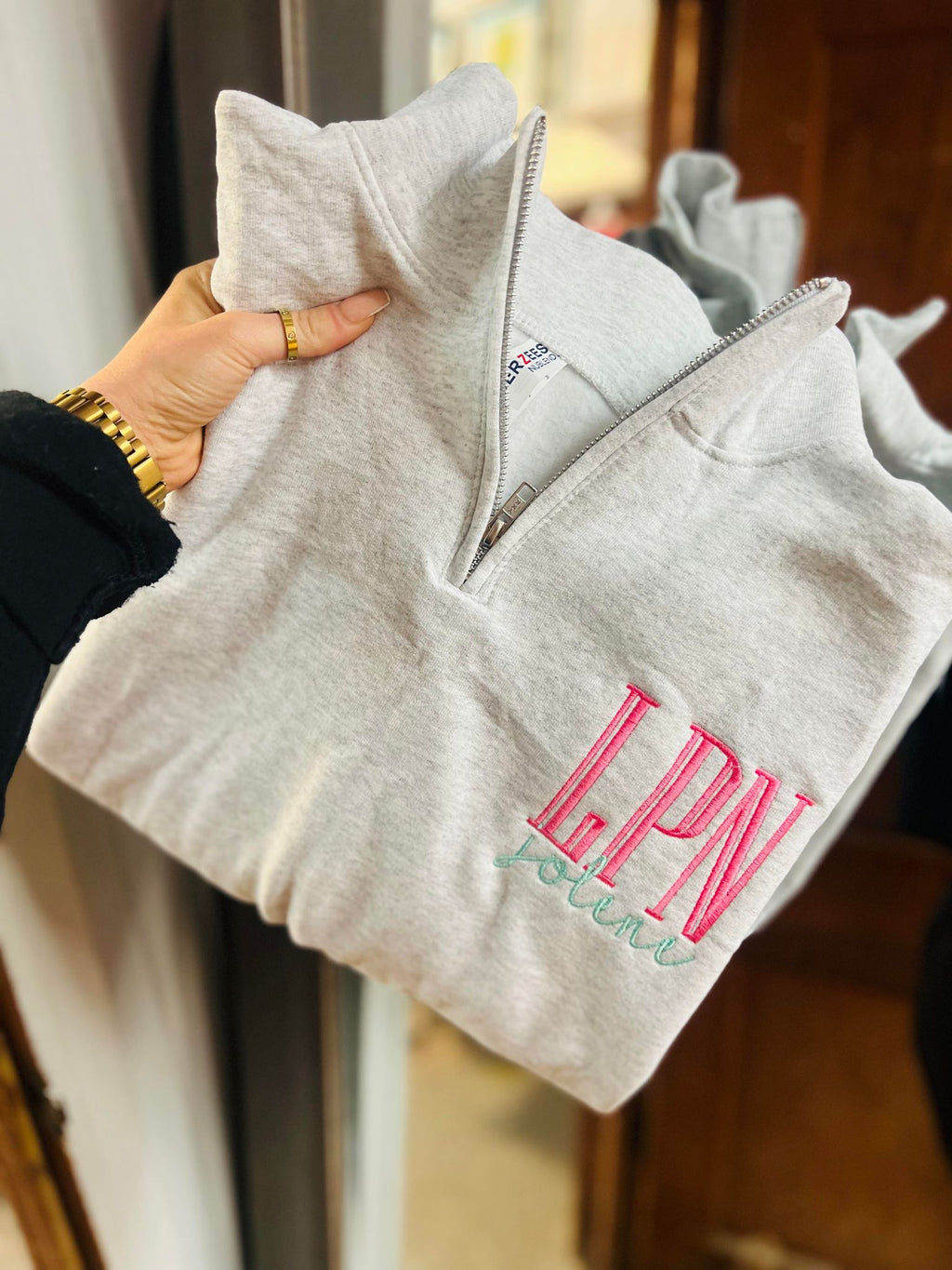 Custom Occupation Name Pocket 1/4 Zip Jacket