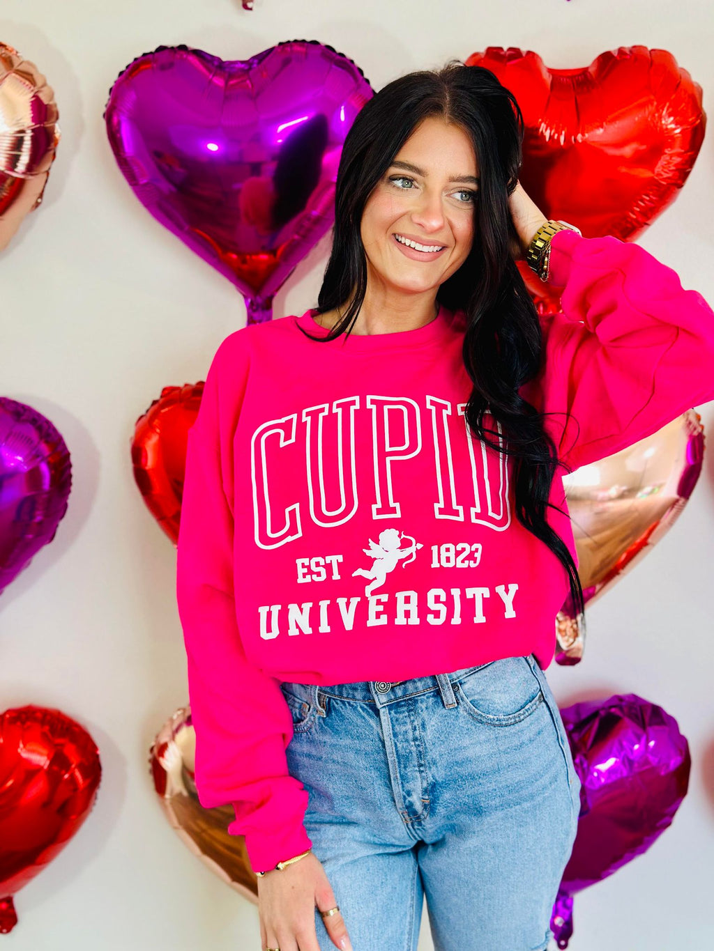 Cupid University Varsity Hollow Puff Sweatshirt