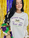 Mardi Gras Social Club Mask Embroidery Sweatshirt