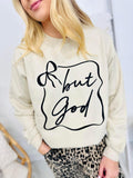 But God Black Bow Frame Puff Sweatshirt