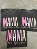 Custom Tall Multicolored Mama Names DTF Design