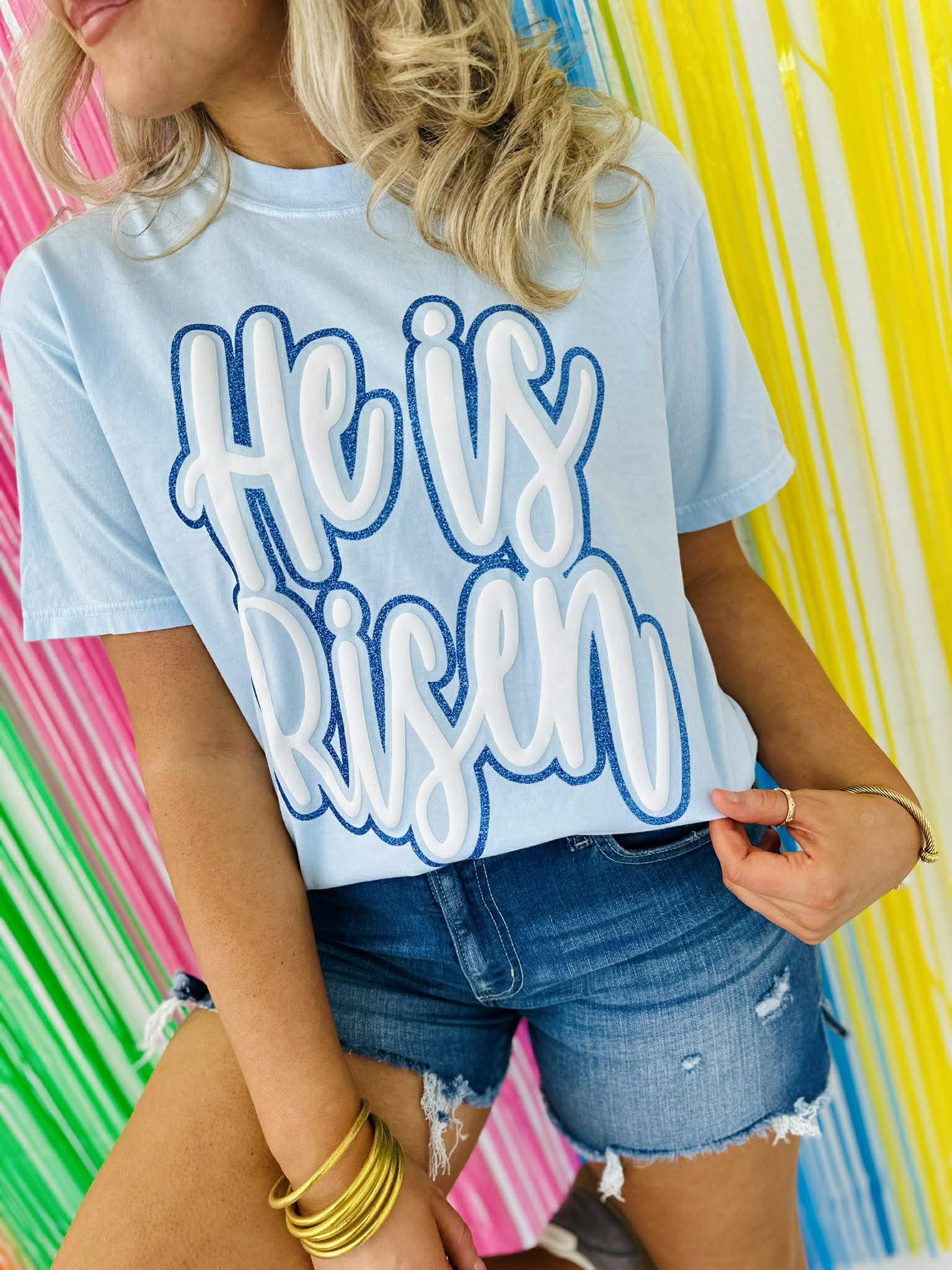 He Is Risen Double Vinyl Puff/Glitter Combo Apparel