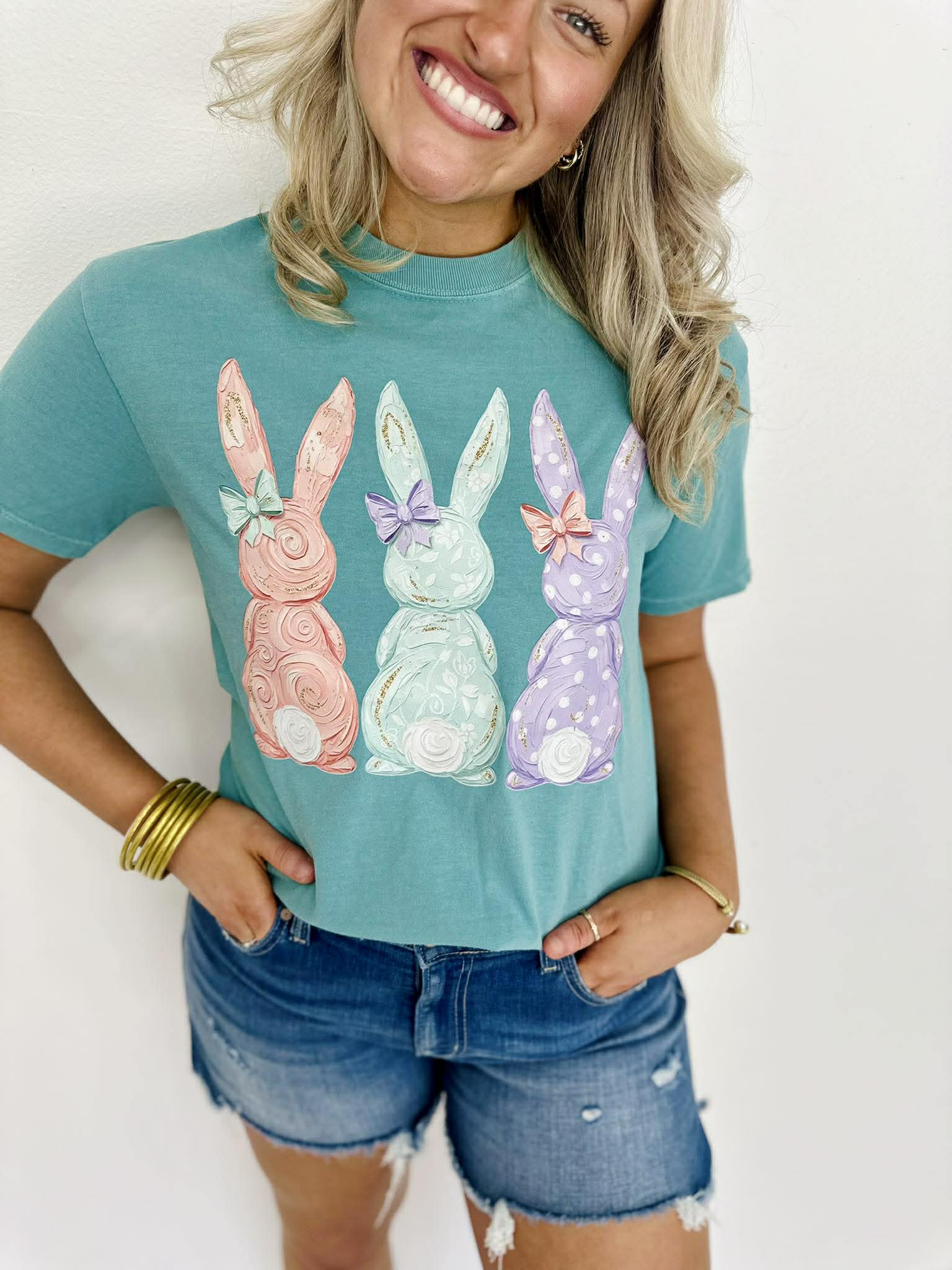 Pastel Easter Bunny Trio DTF Graphic Design