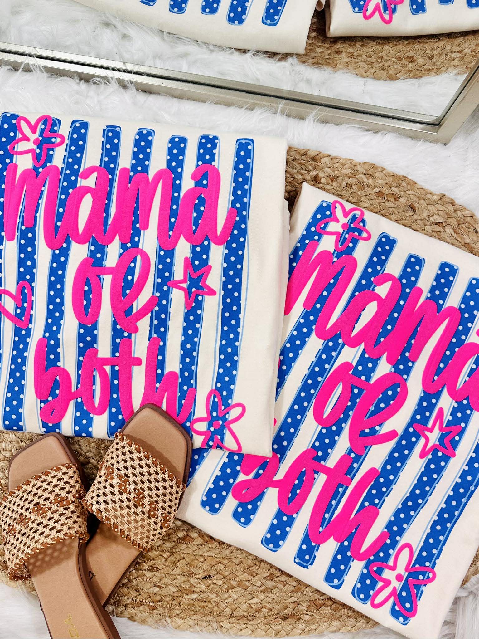 Mama of Both Striped Puff and DTF Graphic