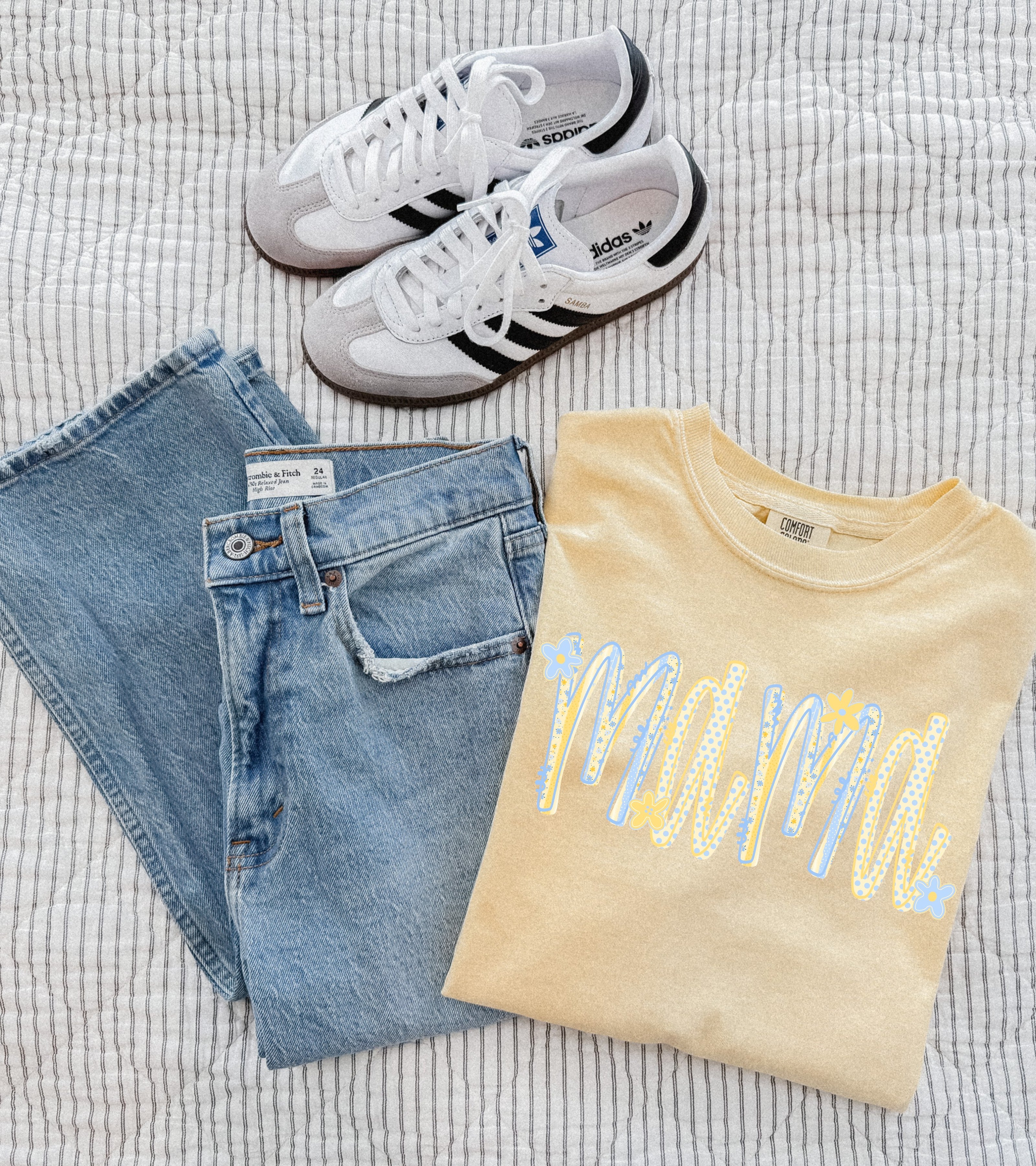 Yellow and Blue Custom Title DTF MAMA51