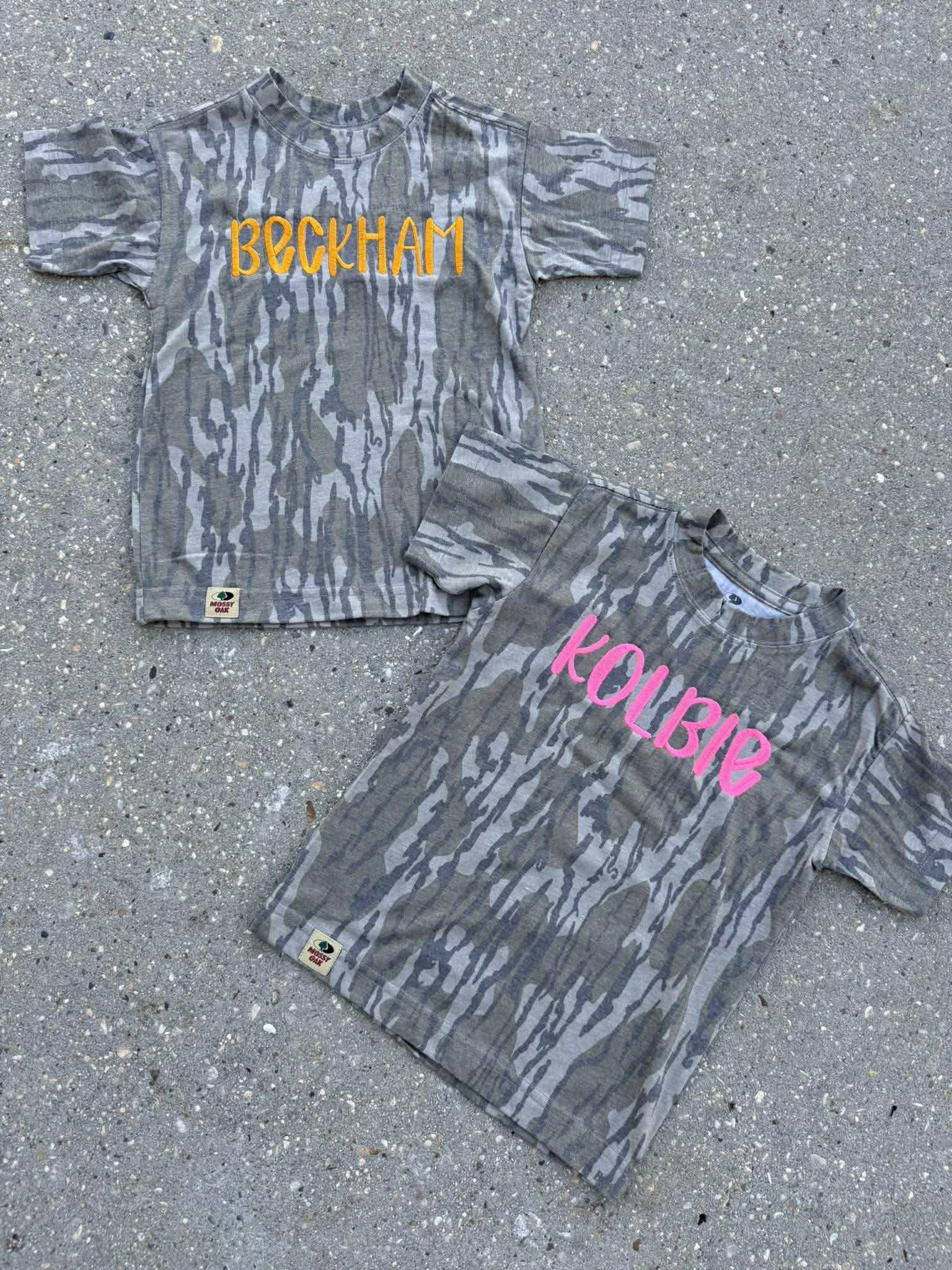 Kids Embroidered Name Camo T Shirt