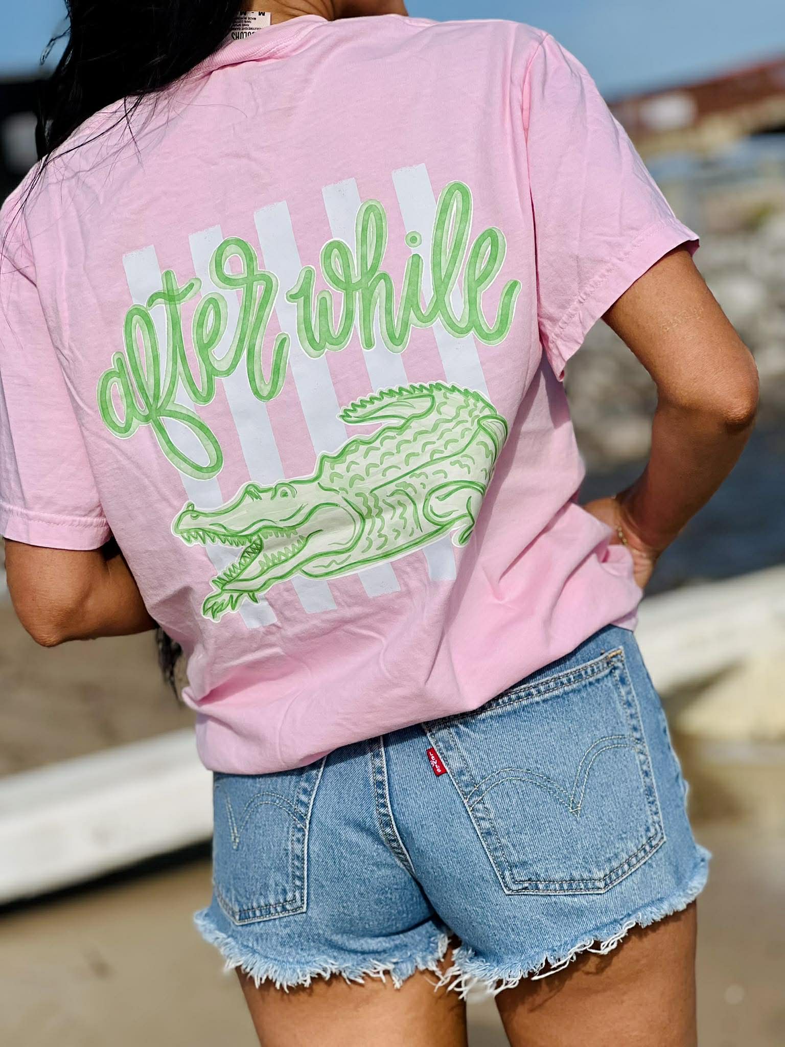 Striped Later Gator, After While Crocodile Front & Back DTF