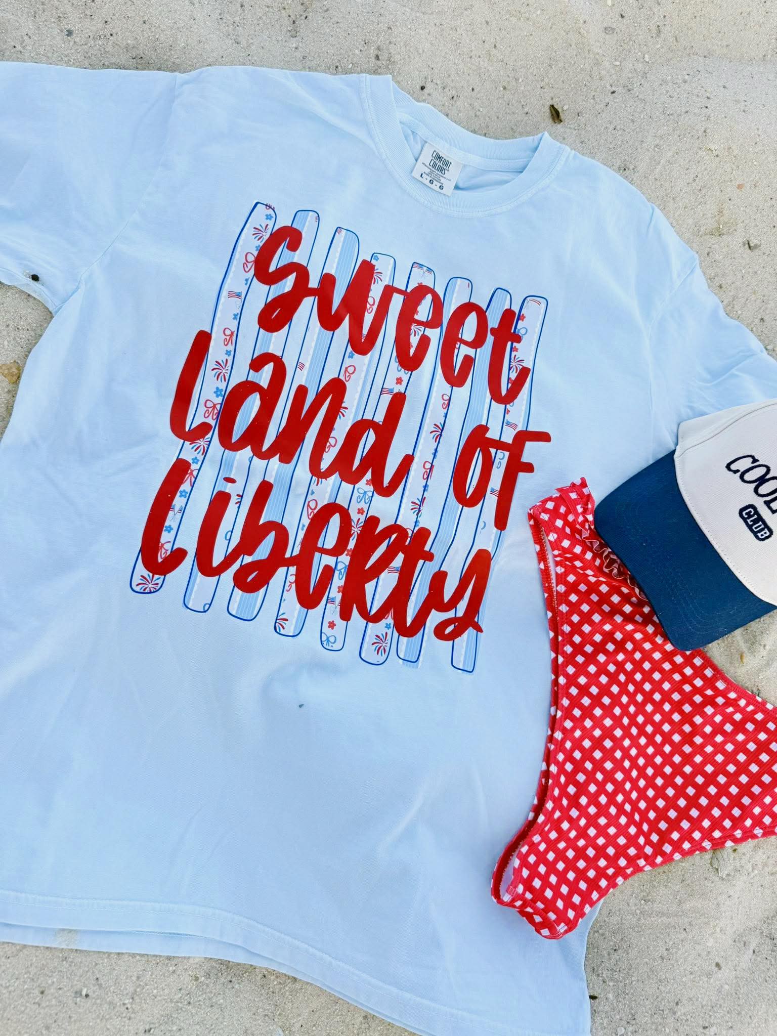 Sweet Land of Liberty Striped DTF JULY38 Top