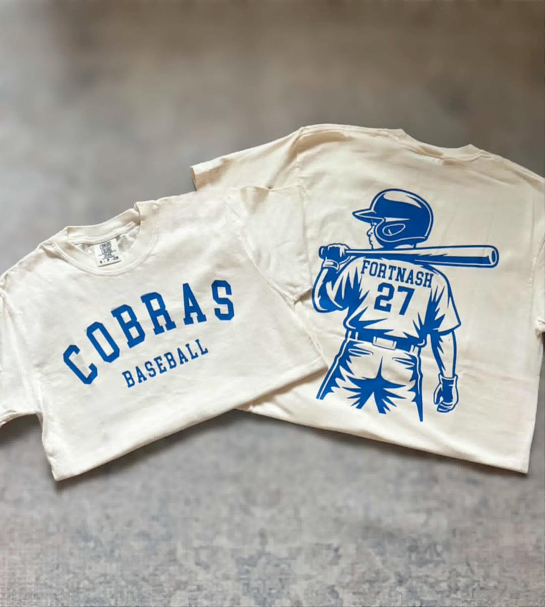 Front and Back CUST58 Baseball Team DTF Top